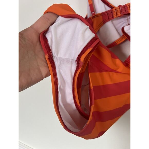 Out From Under Urban Outfitters Swimsuit Orange Striped Cutout Bow, Sz SP - Picture 6 of 9